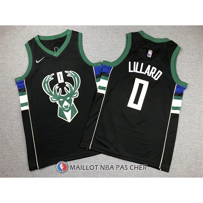 Maillot Enfant Milwaukee Bucks Damian Lillard NO 0 Statement 2018-19 Noir